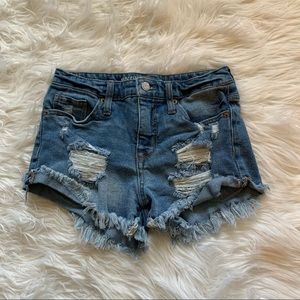 Mossimo High Rise Fringe Short Medium Wash